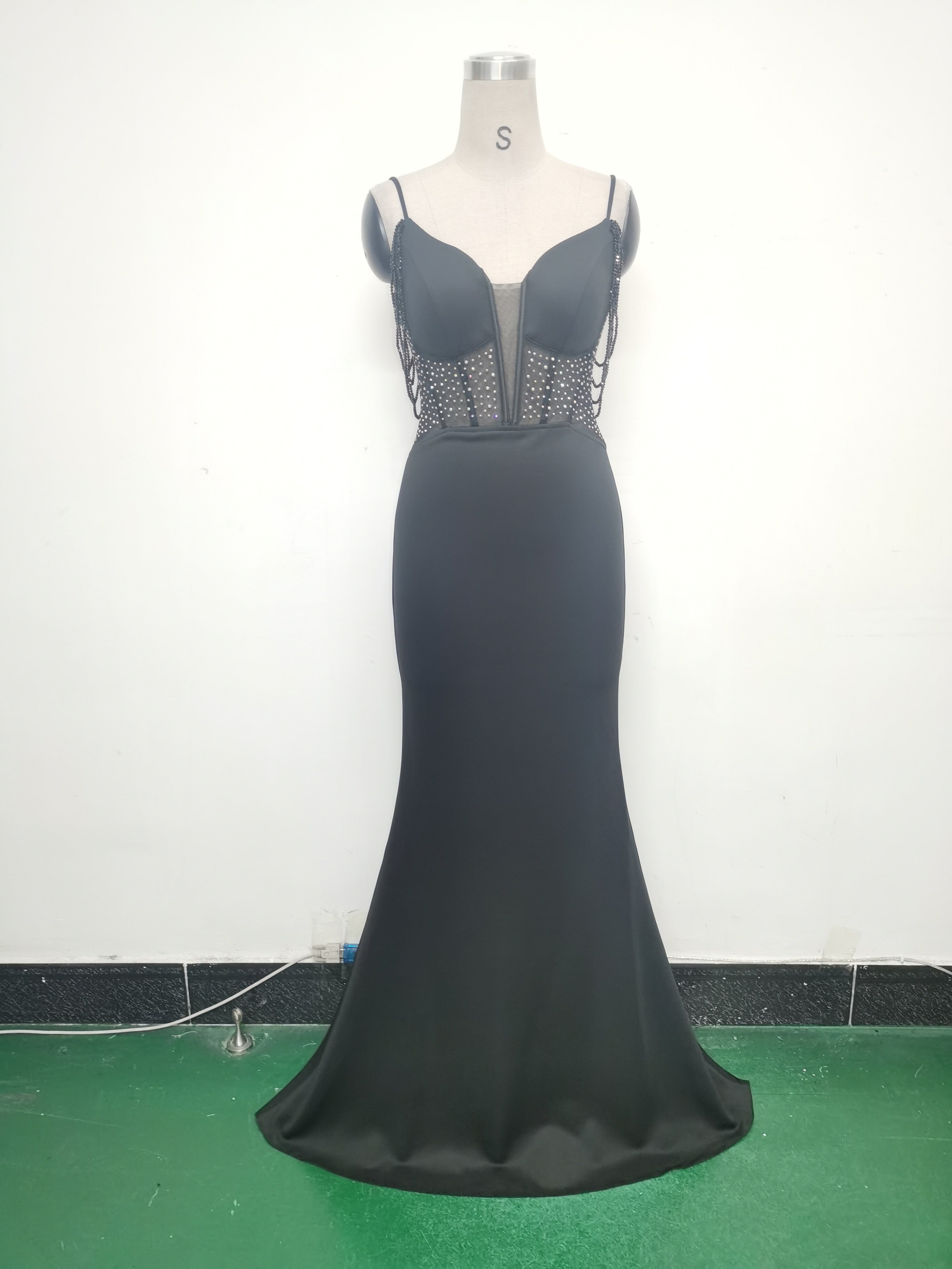 Gradient Sequins High Slit Slash Shoulder Sexy Evening Dress 20