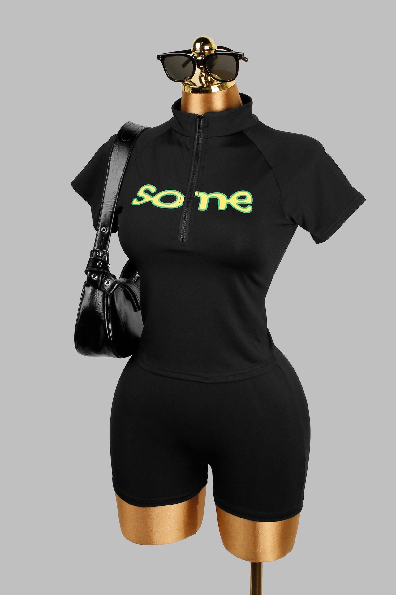 Women Summer Letter Printed Sexy Solid Top and Shorts Two-Piece Set 14