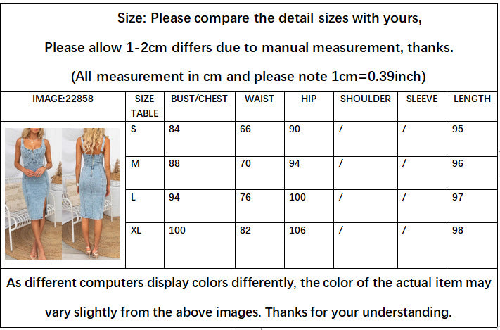 Short-Sleeved U-Neck Straps Casual Style Sexy Denim Dress 10