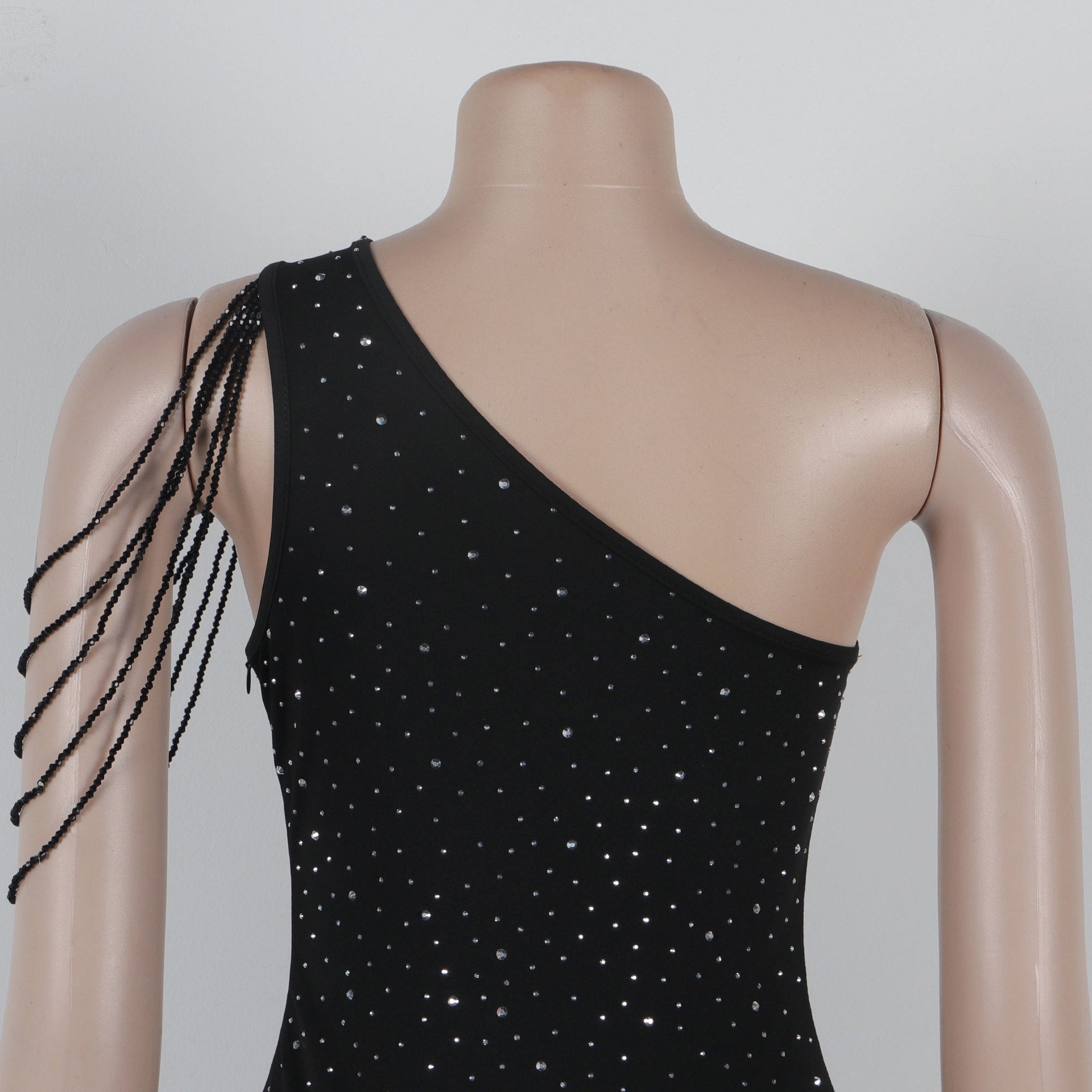 Beaded one-shoulder hollow beaded bodycon dress 4