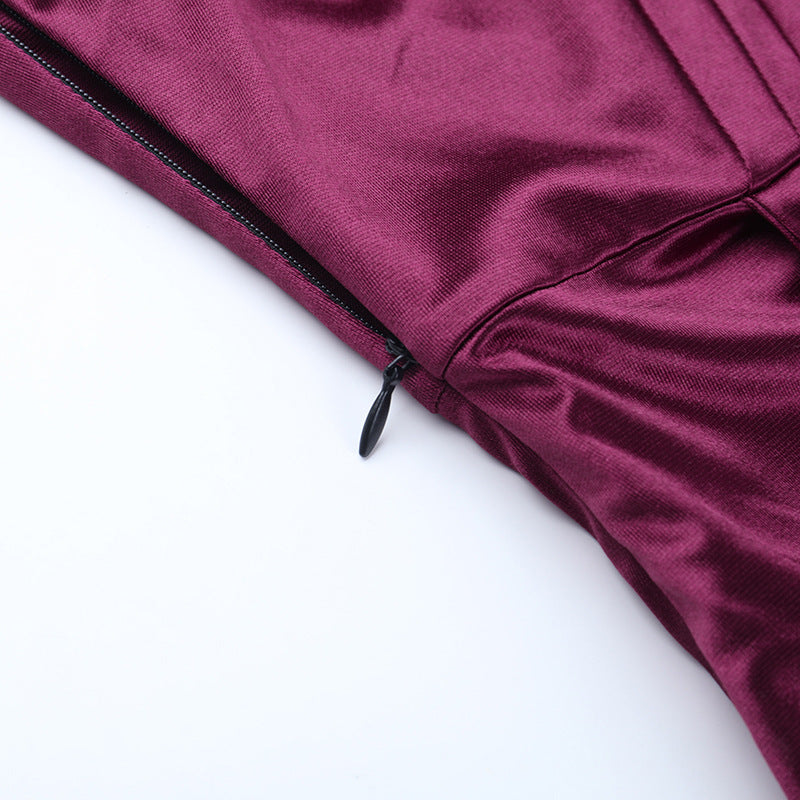 Women one-shoulder sexy slit satin dress dress 16