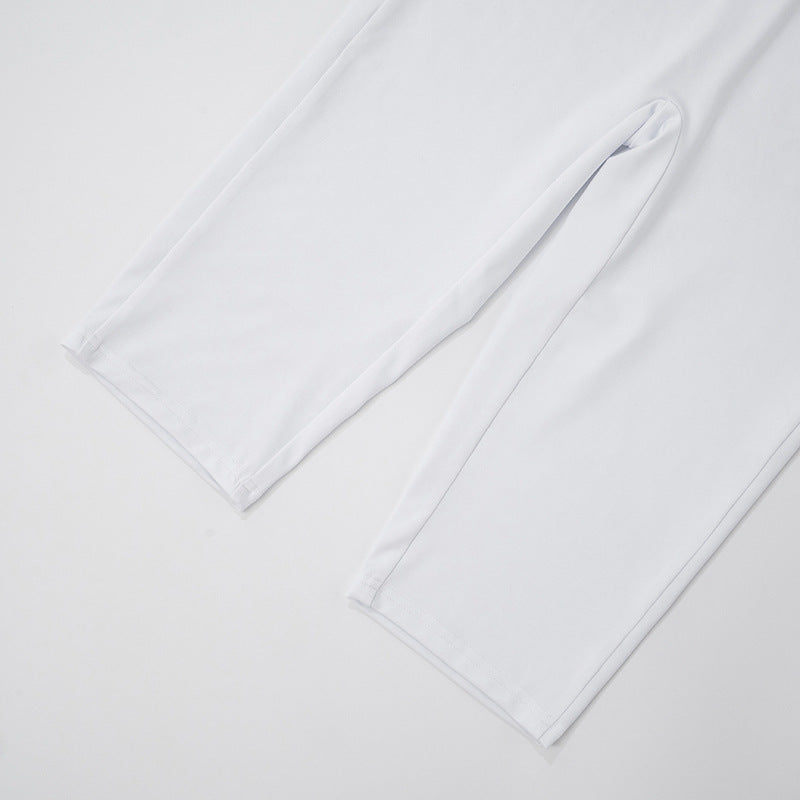 Women's Sexy Solid Color StraplessTop  Halter Low Back Tight Fitting Jumpsuit Two-Piece Set 24