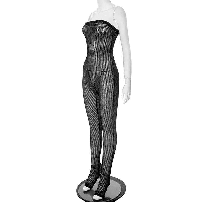 Summer women's mesh sexy See-Through Strapless Tight Fitting jumpsuit for women 6