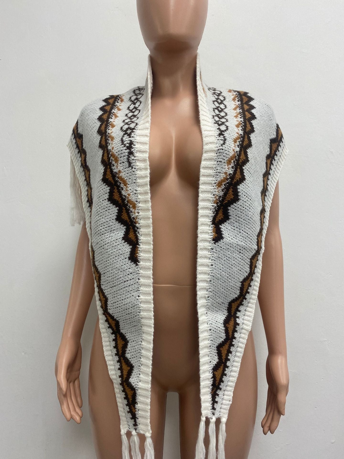 Women knitting Crochet tassel cape cardigan cape 5