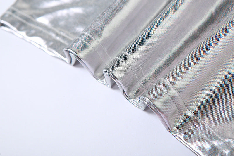 Women's Fashion Strapless Low Back Metallic Bodycon Dress 11