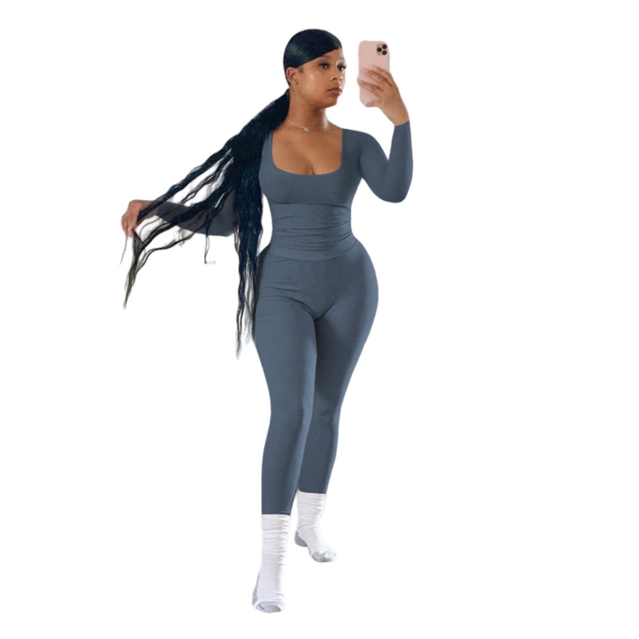 Women Casual Ribbed Solid Top and Pants Two-Piece Set 5