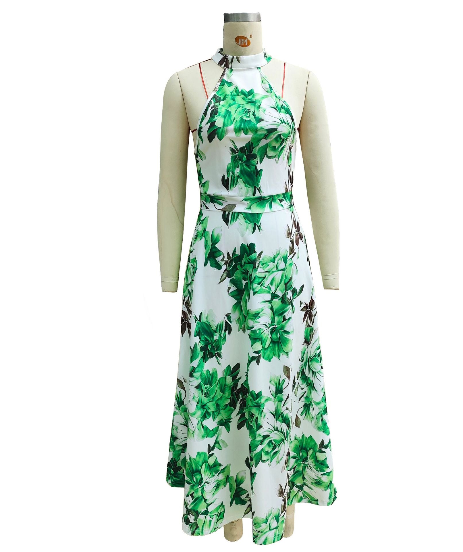 Women Holiday Halter Neck Printed Sleeveless Beach Dress 9