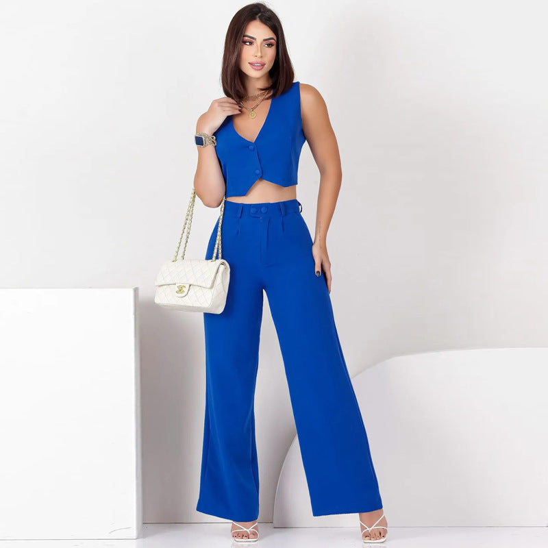 Women Summer Casual Sleeveless Top and Pant Two-piece Set 7