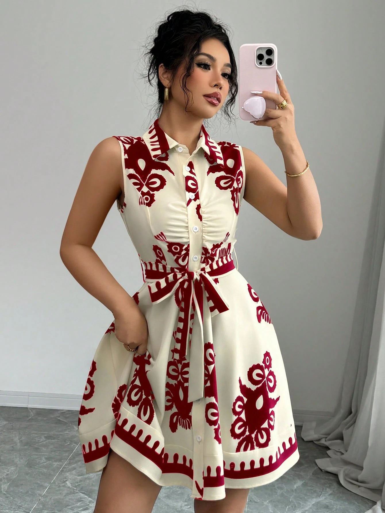 Women summer print sleeveless dress