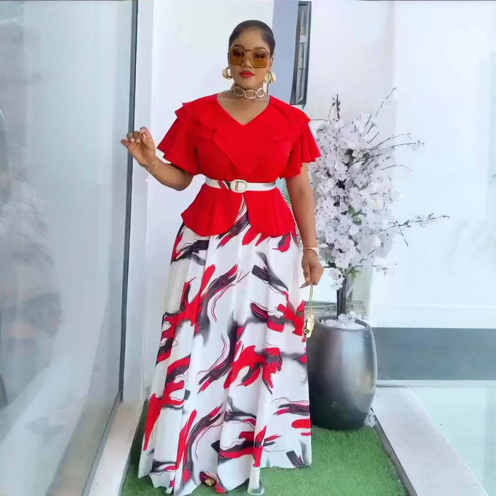 Plus Size African Women Spring Summer Dress 4