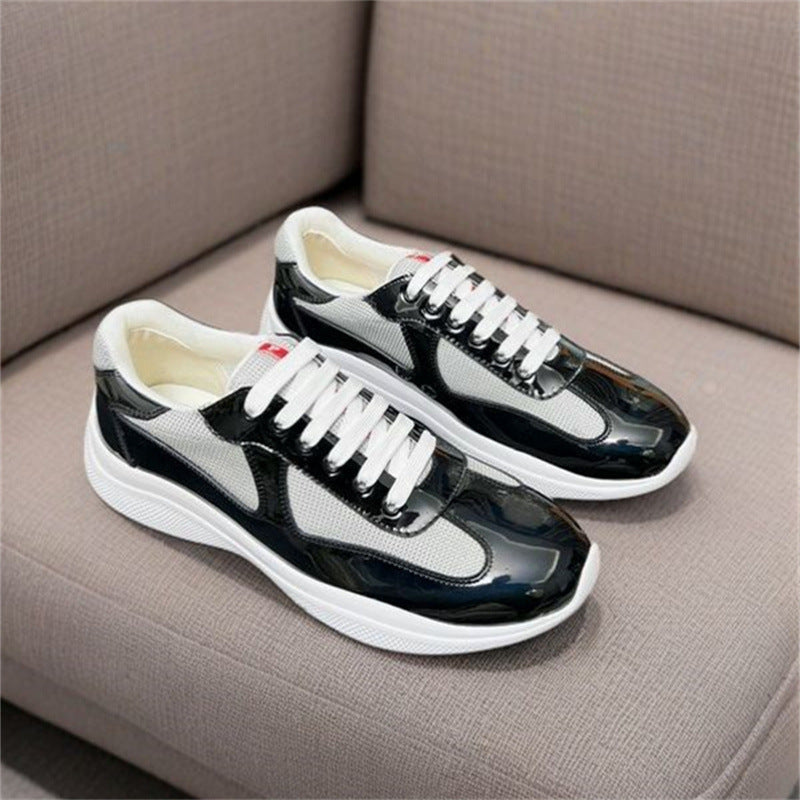 PUatent Leather Fashion Casual Sneakers Breathable White Classic Men's Shoes 31