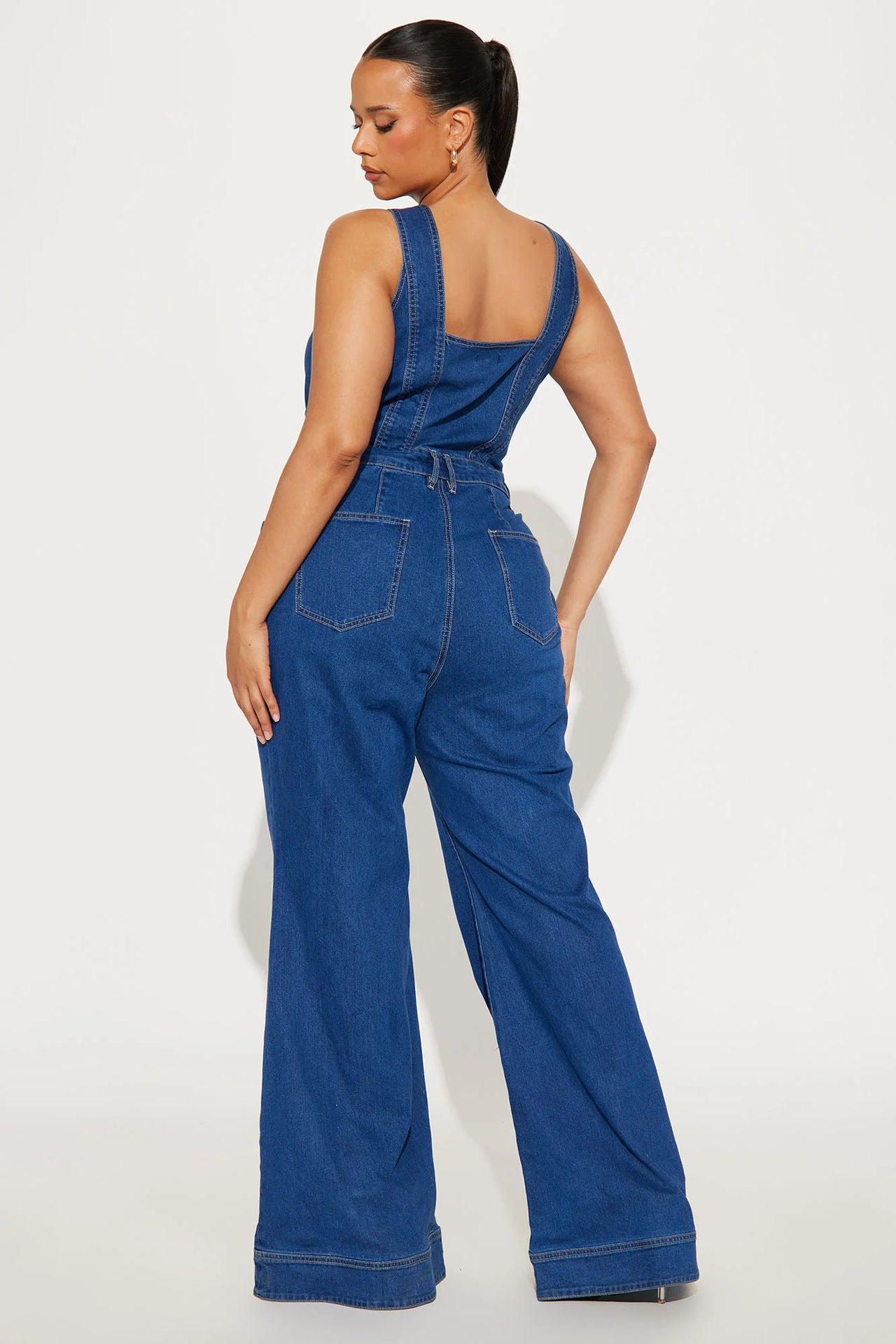 Women Casual Sexy Denim Bell Bottom Jumpsuit 6