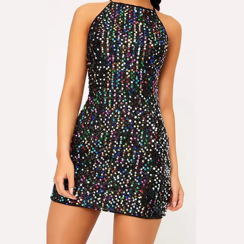 Women Summer Sequin Mini Dress