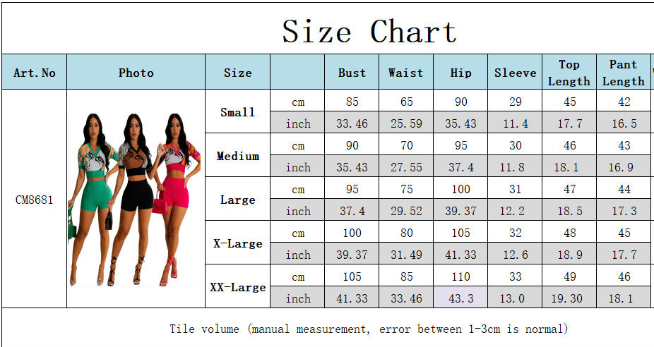 Women's Summer Print Heart Neck Slim Sport Casual Top + Shorts Set 12