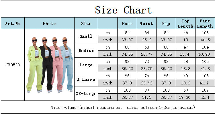 Women Fall/Winter Sports Casual Pocket Top and Pant Two-Piece Set 15