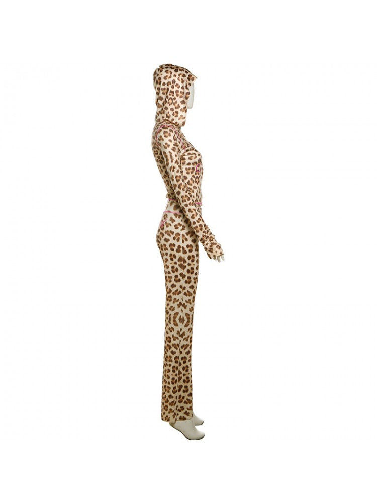 Women Sexy Leopard Print Contrast Two-Piece Set 20