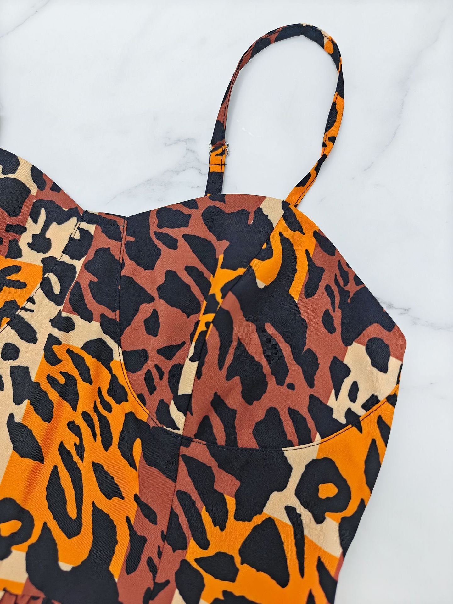 Women Print Holidays Casual Suspender Sleeve Leopard Print Dress 6