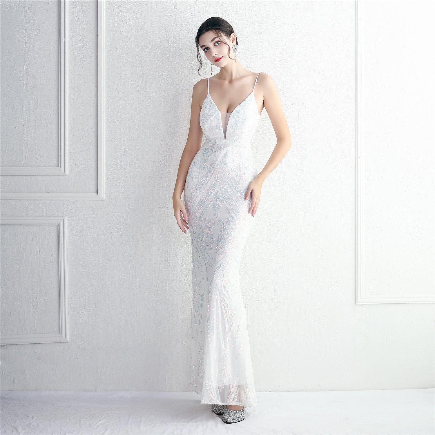 Plus Size Women Luxury Sequin Formal Party Evening Dress 4