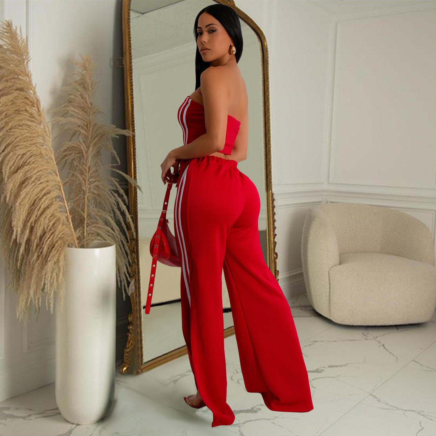 Women Summer Sexy Strapless Top and Two-Piece Pants Set 18