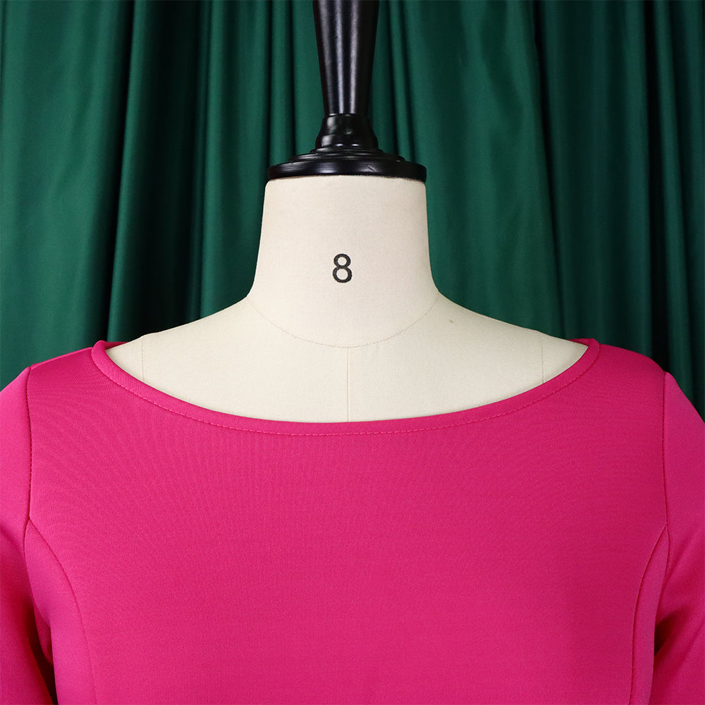 Women's Summer Solid Color Swing Dress Chic Evening Dress 24