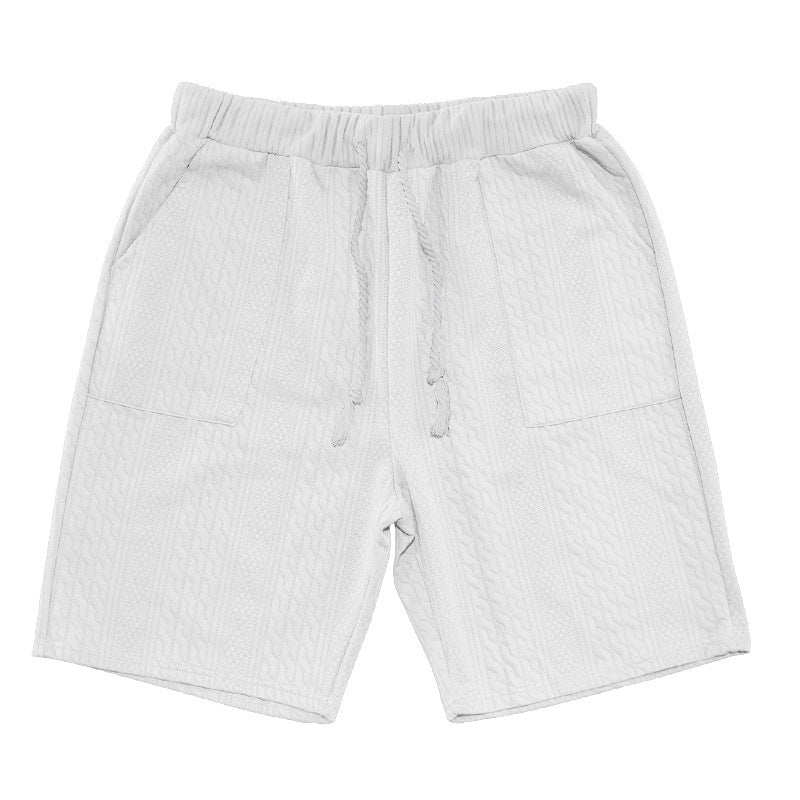 Men's Summer Loose Sleeveless T-Shirt Shorts Men's Summer Casual Jacquard Knitting Set 19