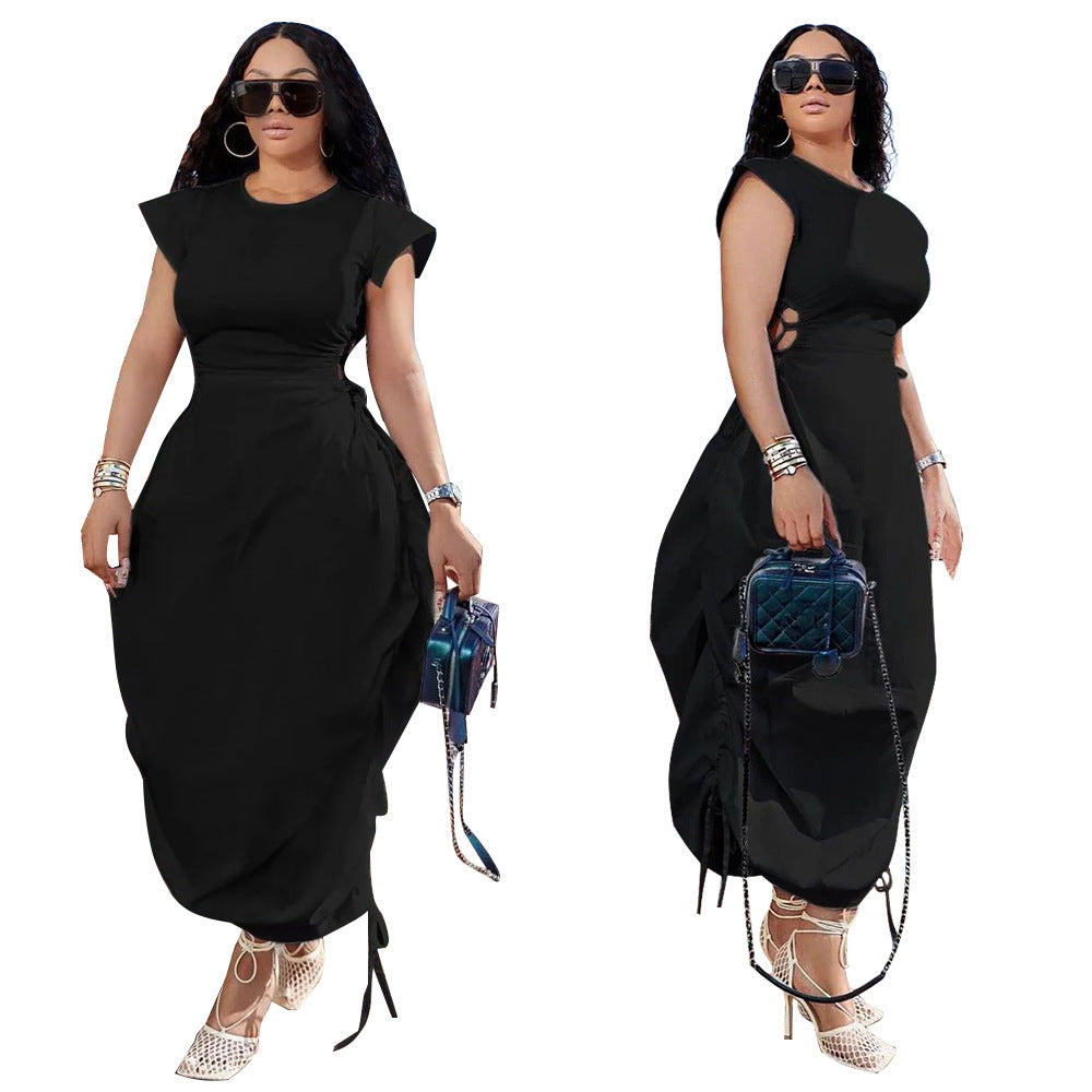 Summer Women Round Neck Solid Dress 3