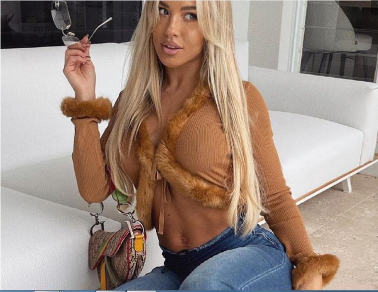 Women Furry Ribbed Cardigan v-neck knitting Crop Top 7