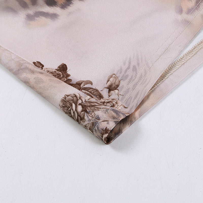 Sling Plunging Floral Print Maxi Dress Women's Chic Slim Waist Dress 14