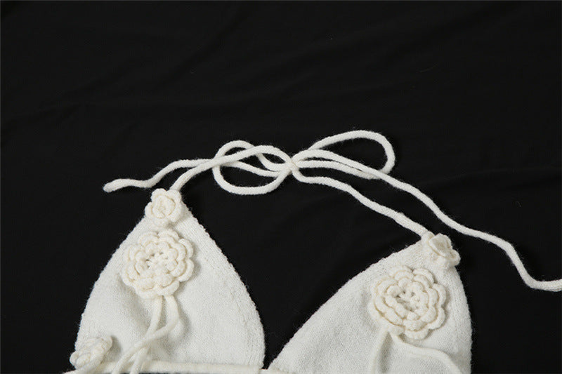 Women summer Chic sexy knitting sleeveless Halter Neck Crop Top and Bodycon Skirt two-piece set 10