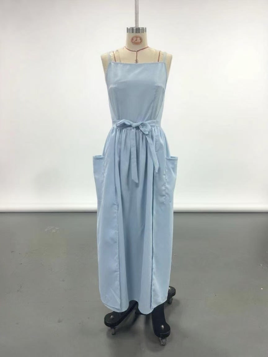 Women's Solid Color Strap Sleeveless Casual Loose Fashion Sundress 8