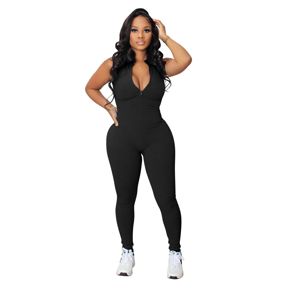 Women stretch zipper Jumpsuit 11