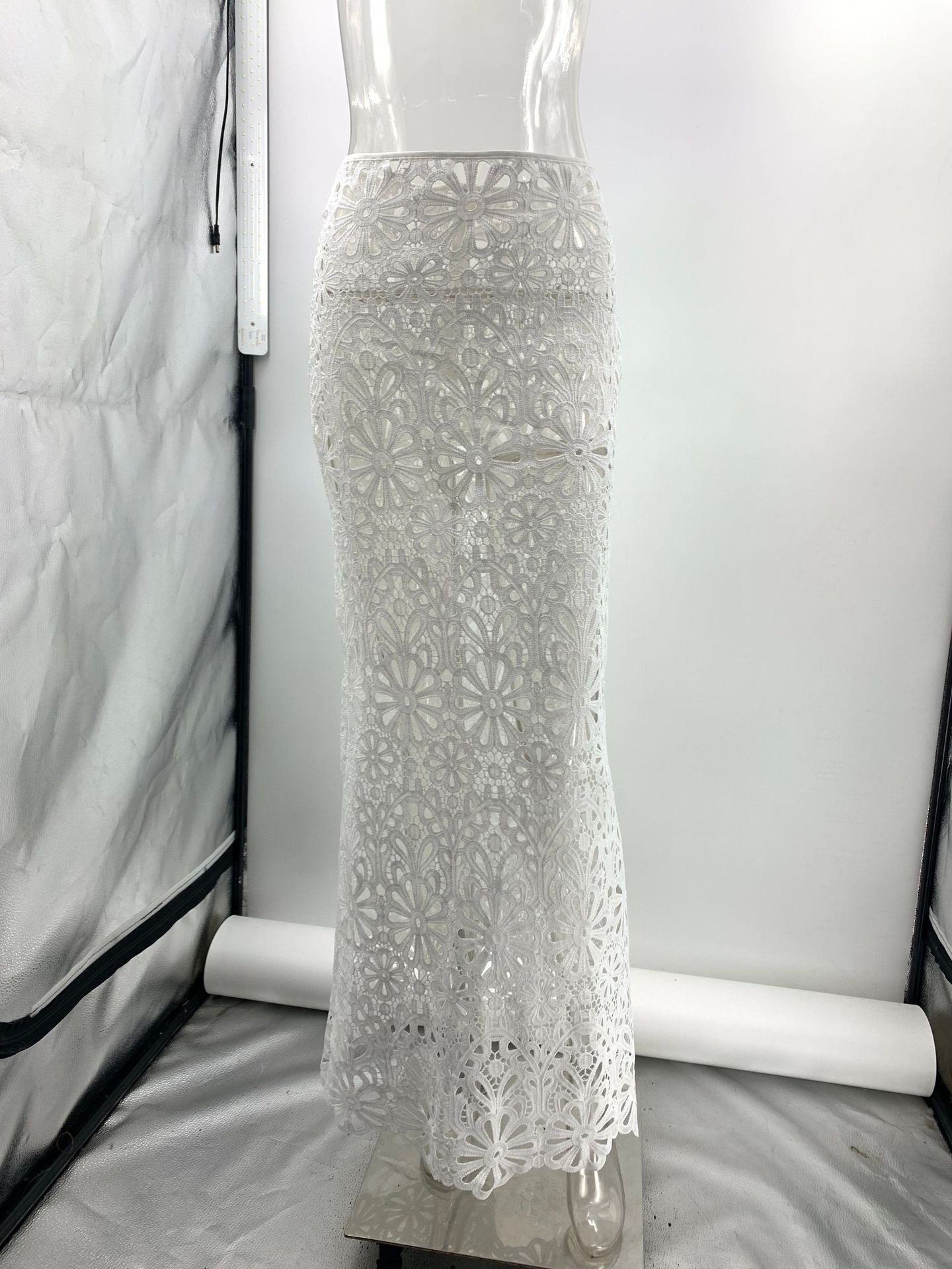 Fitted Lace Cut-Out Top & Skirt Two-Piece Set 8