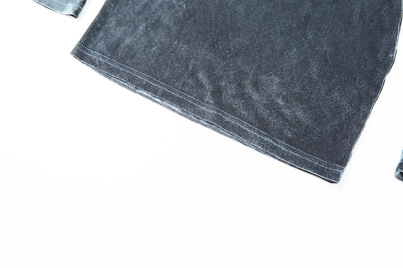 Autumn Women's Sexy Velvet Turtleneck Dress High Waist Straps Bell Bottom Pants Two Piece Set For Women 16