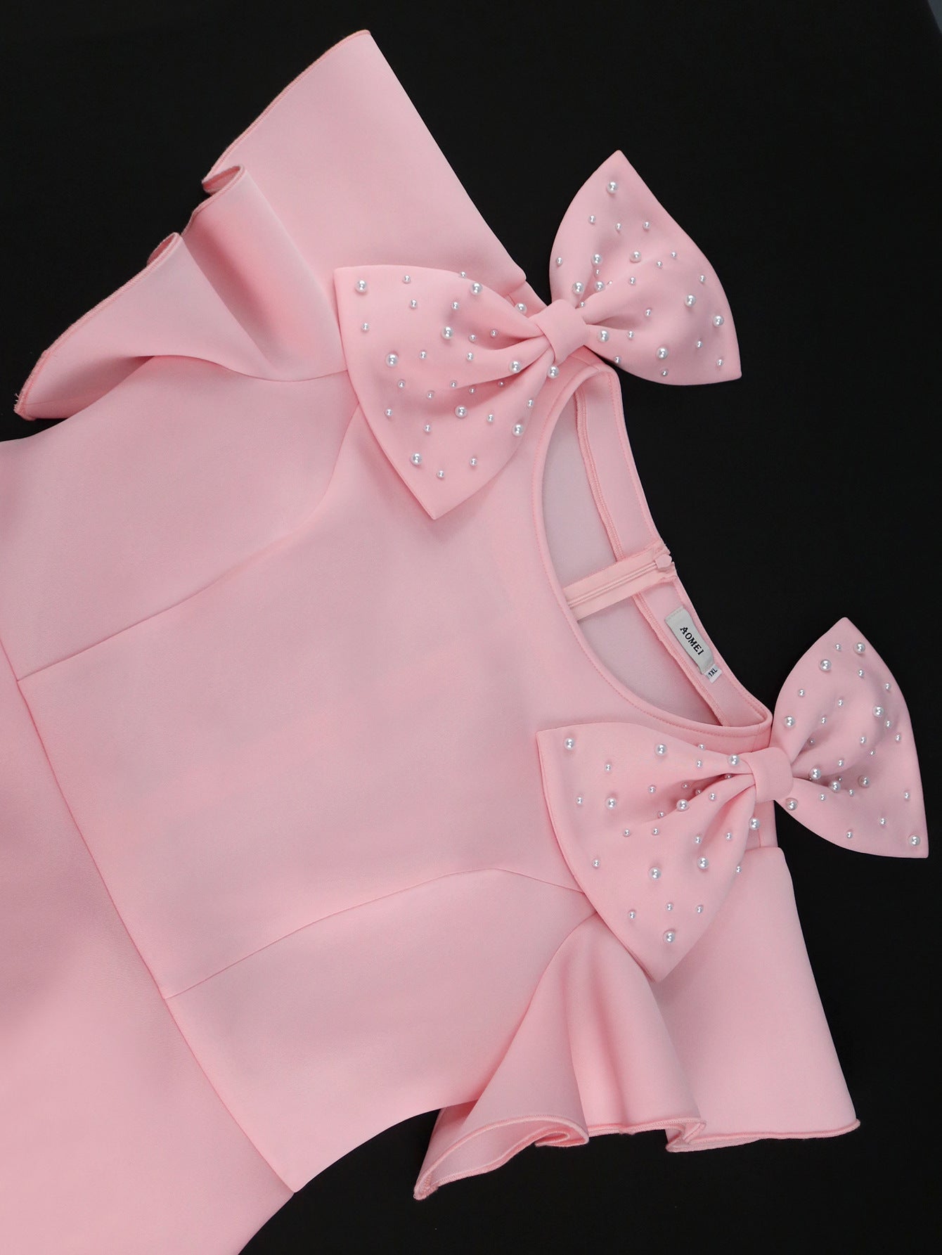 Women Bow Ruffle Formal Party Dress 7