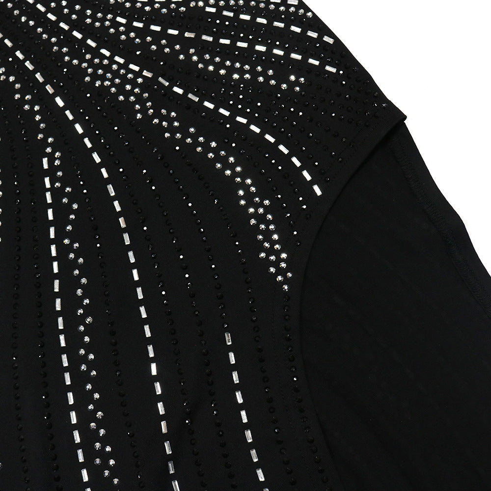 Women Sexy Slash Shoulder Beaded Slit Dress 20