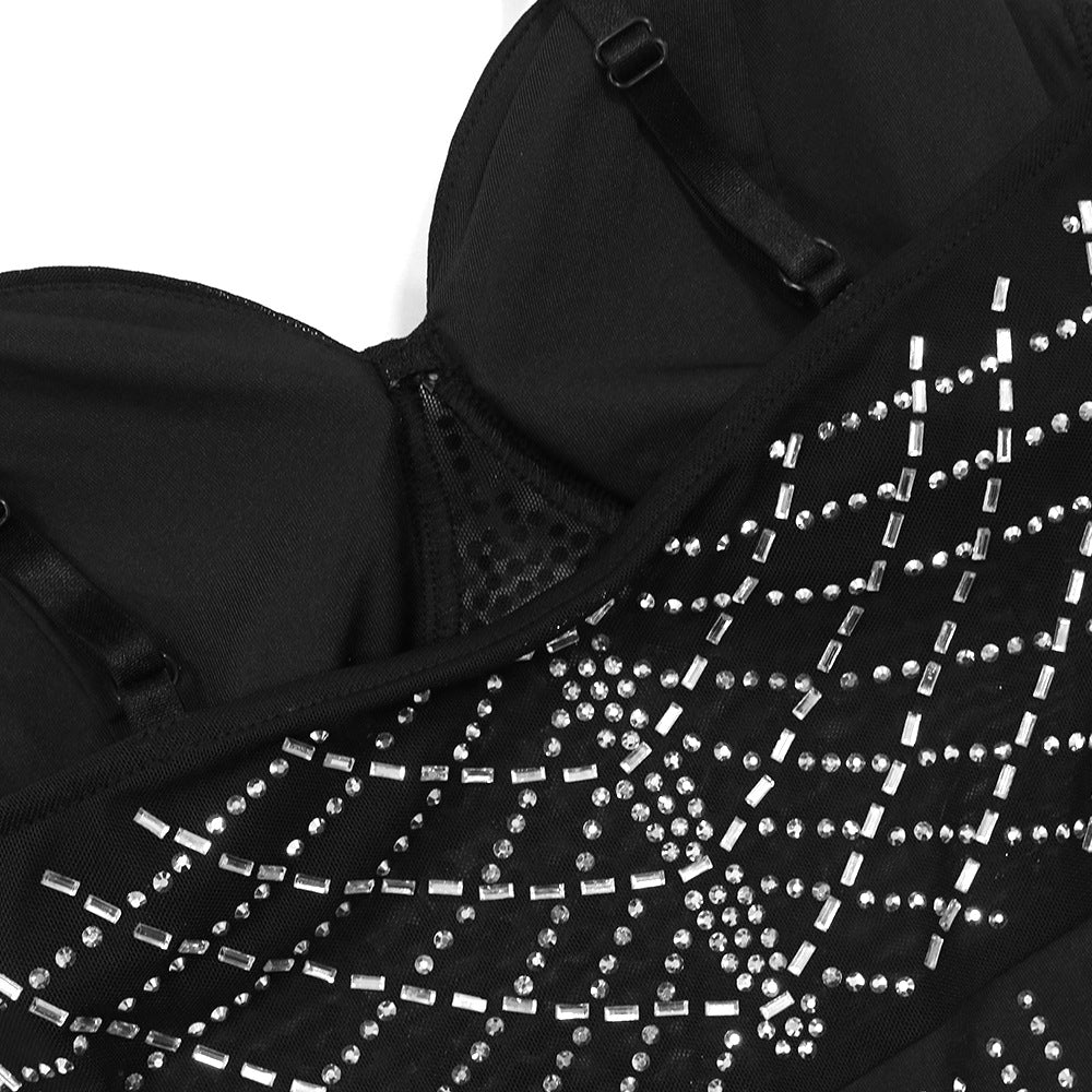 Fashionable Straps Beaded Tassel Bodycon A-Line Dress For Women 19