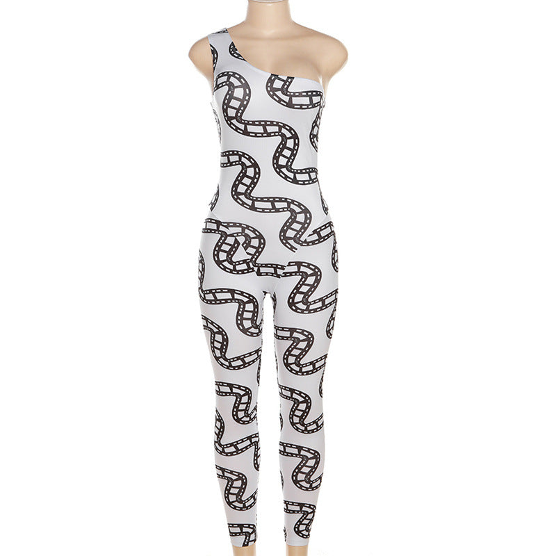Summer Women Sleeveless Print Sports Jumpsuit 9