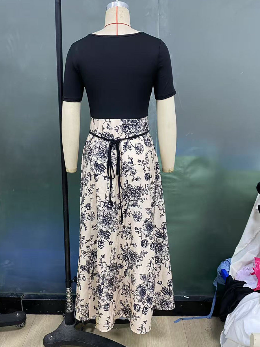 Holiday Beach Strap Slim Fit Color-block Long Dress 8