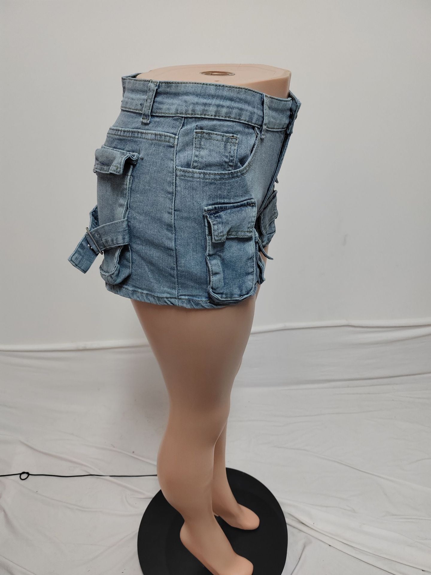 Women Cargo Stretch Denim Shorts 8