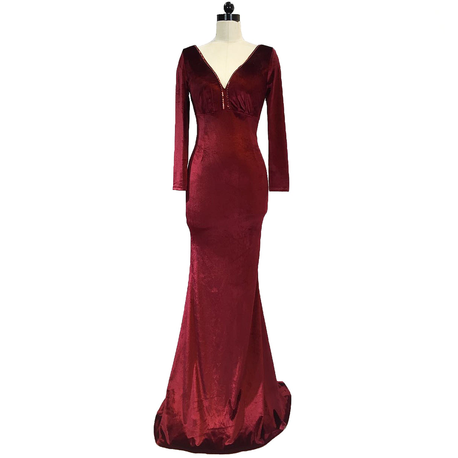 Women Long-Sleeved Velvet Evening Dress Formal Party Autumn And Winter Long Fishtail Party Dress 22