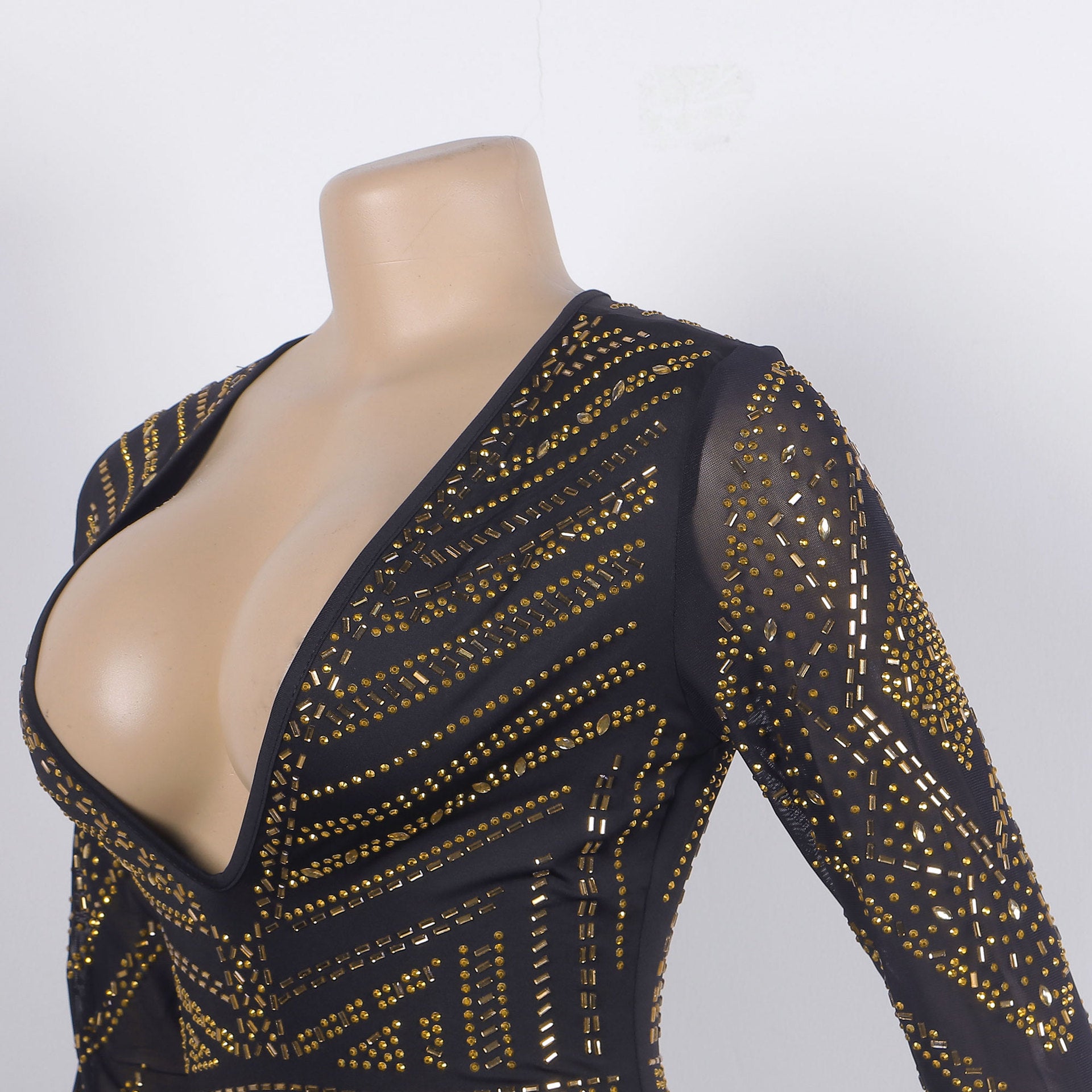 Women Sexy Beaded V-Neck Stretch Jumpsuit 26