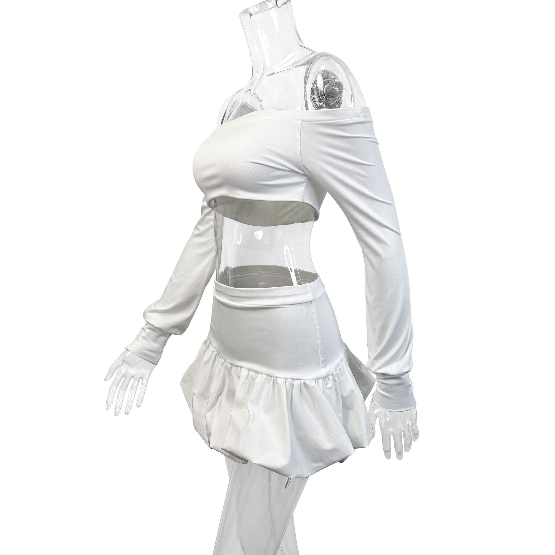 Spring Women's Fashion Sexy Crop Top Mini Skirt  Set 6