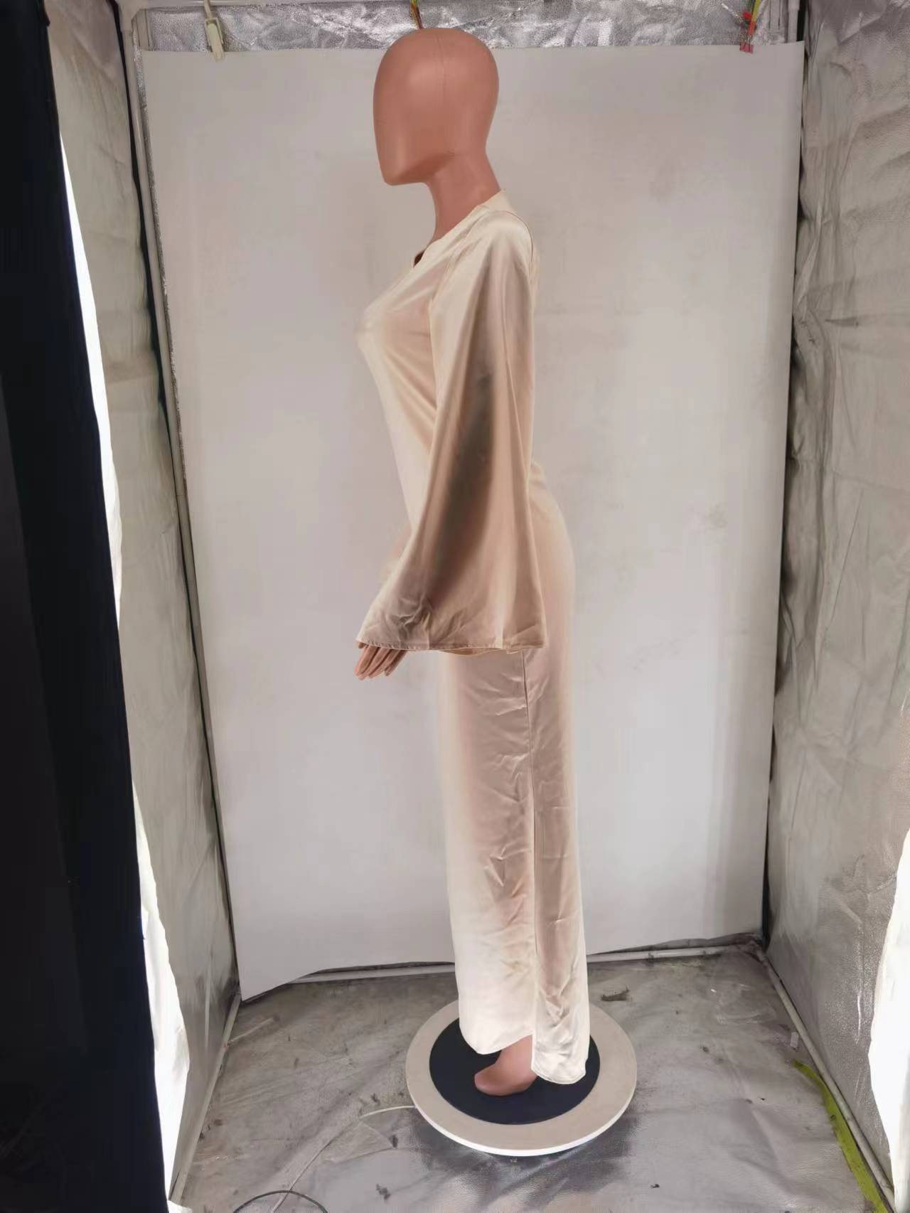 Women's Fashion Elegant Solid Color Satin Long Dress 19