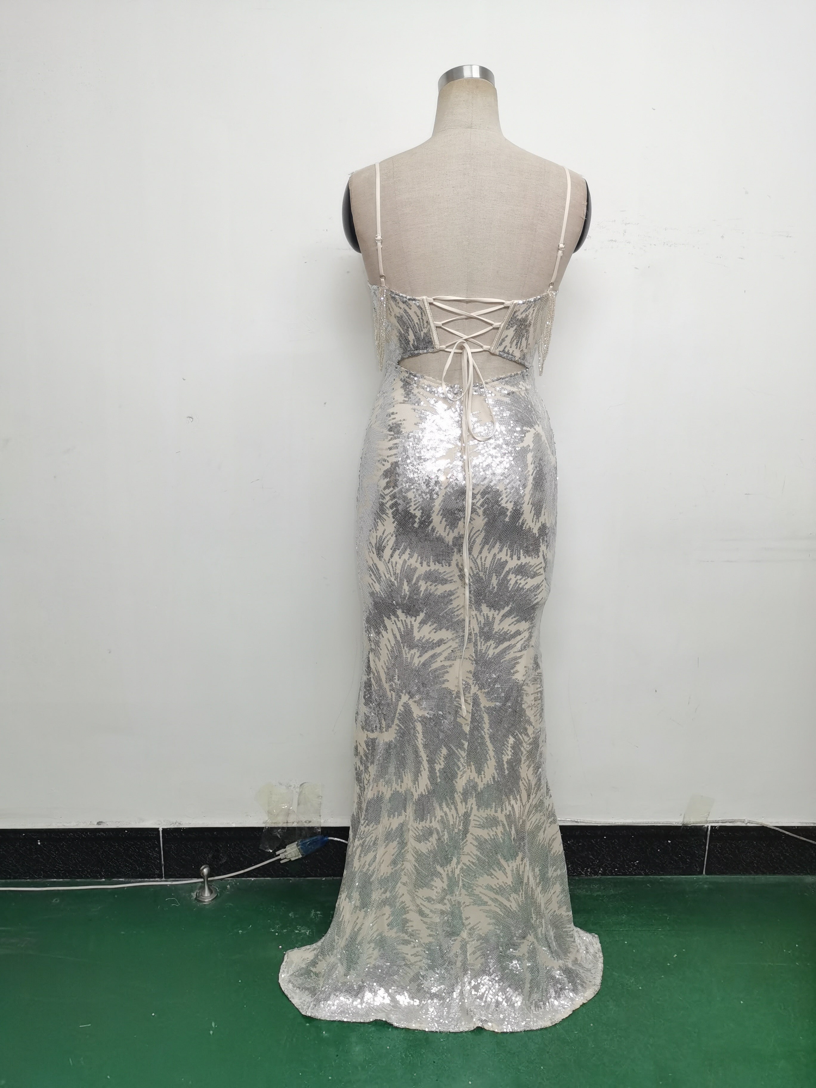 Women cross Lace-Up fishtail evening dress Formal Party evening dress 69