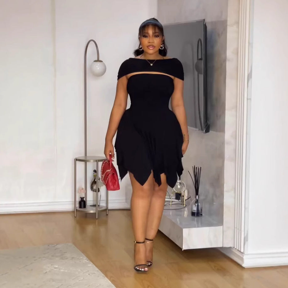 Women Elegant Irregular Strapless Dress