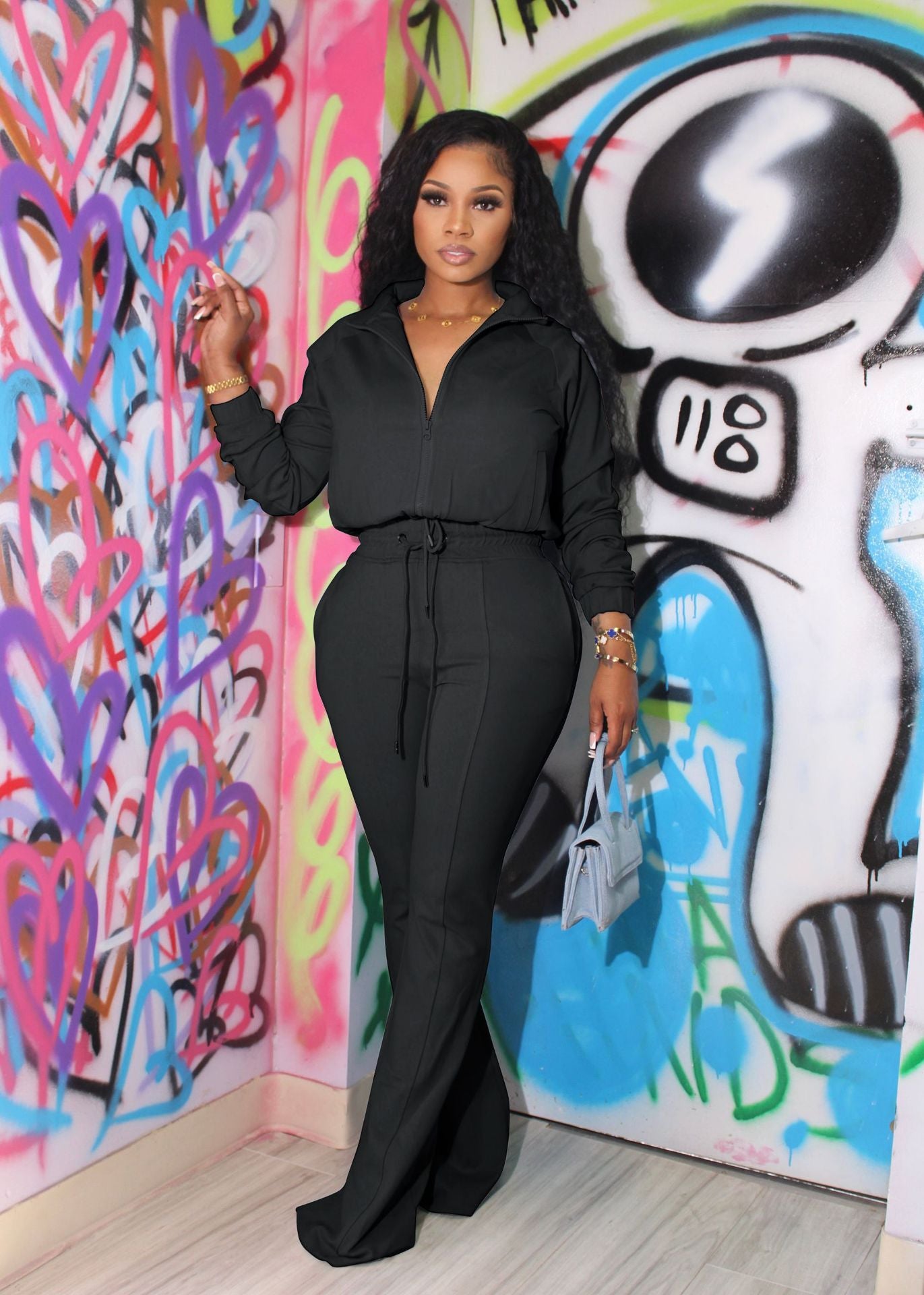 Women Casual Sport Zip Long Sleeve Top and Pant Two-Piece Set 3