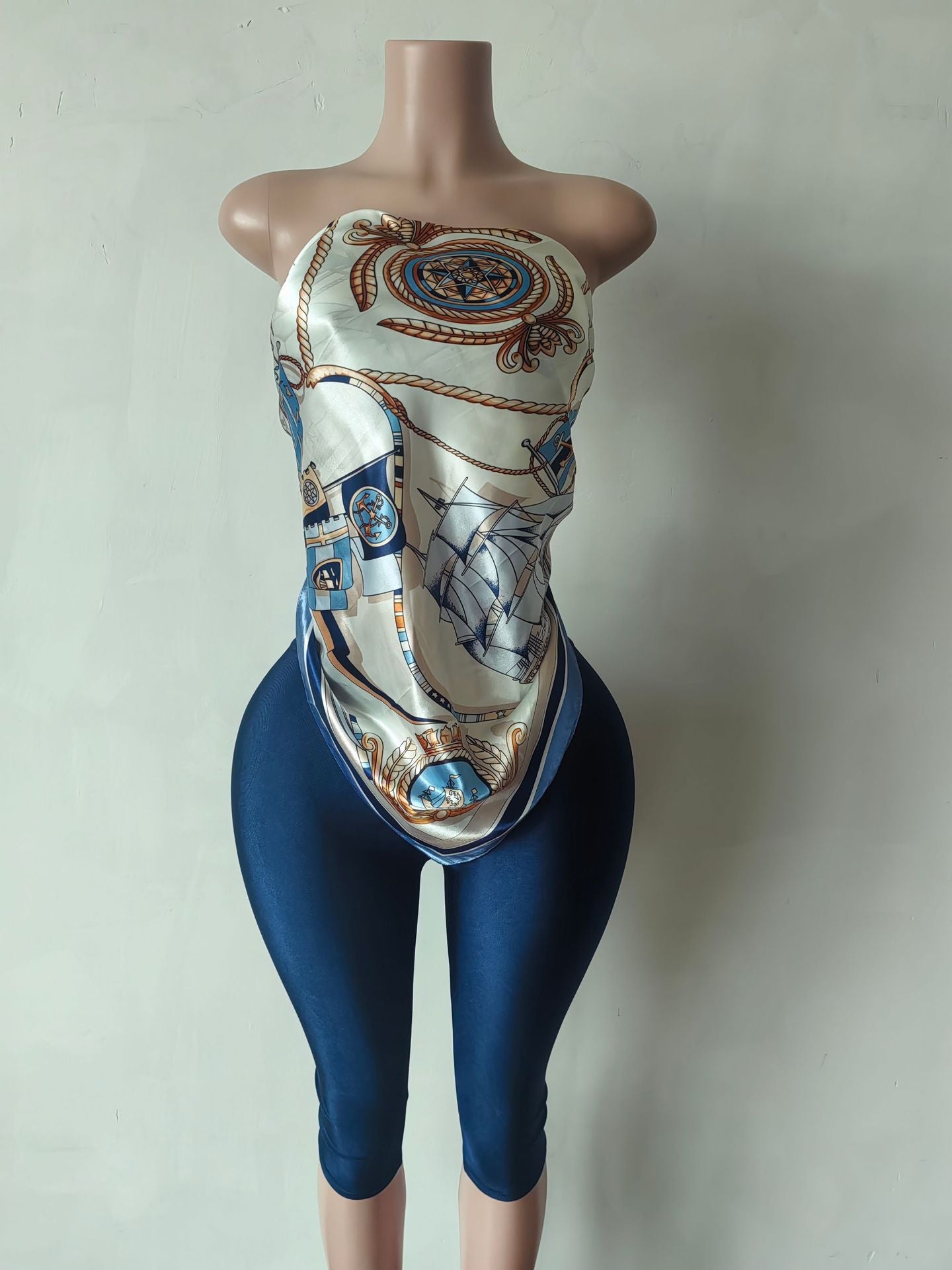 Fashion Women's Printed Strapless Sexy Two Piece Shorts Set 24