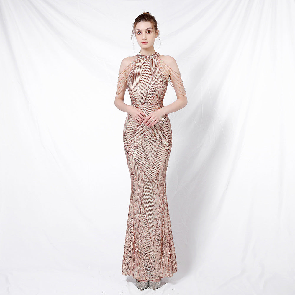 Plus Size Women Sequined Formal Party Maxi Evening Dress 12