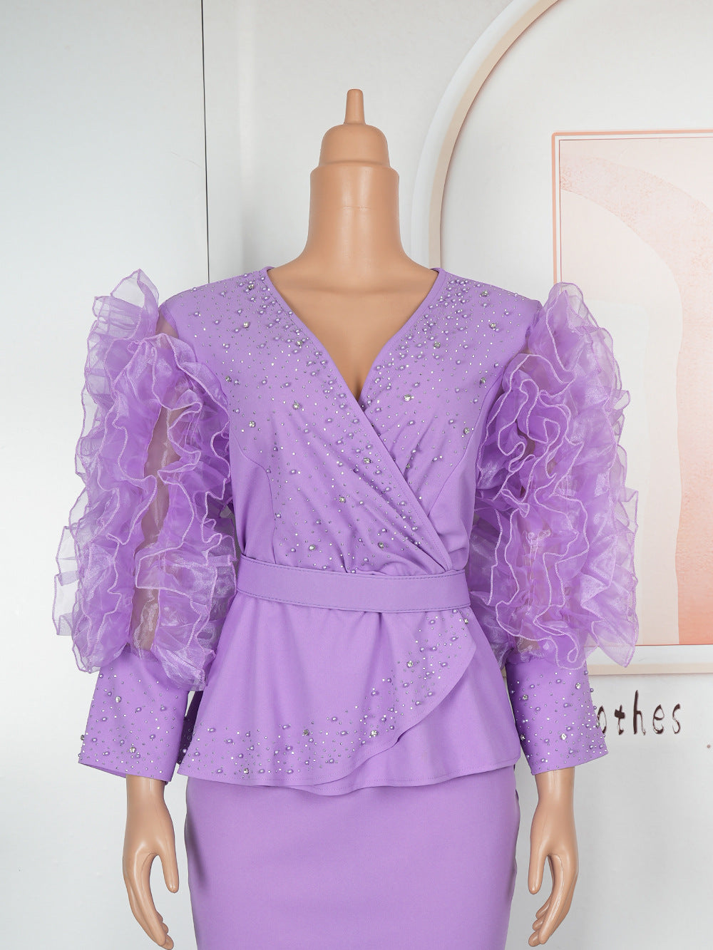 Plus Size African Women Formal Party V-Neck Bodycon Dress 10