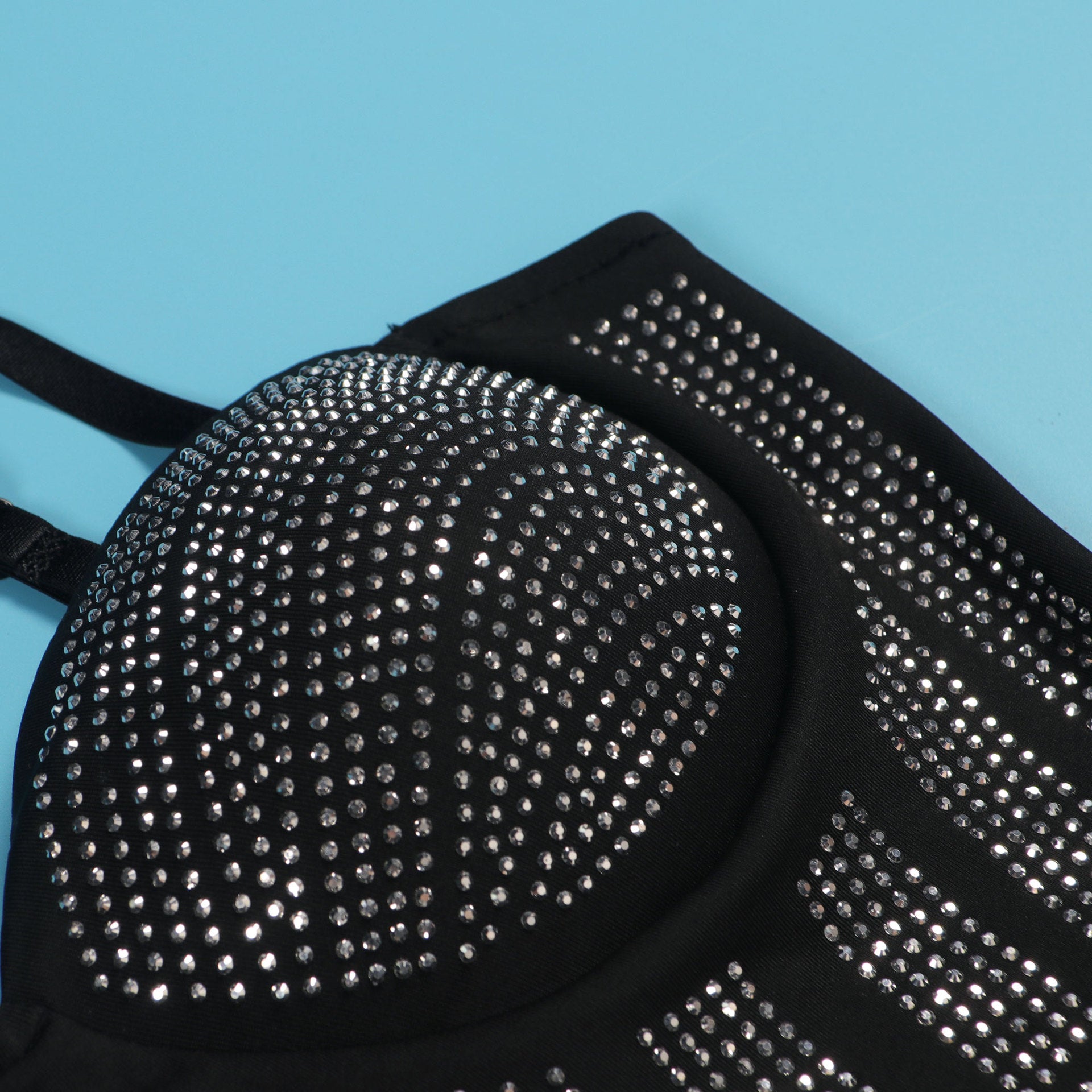 Women sexy beaded suspender elastic bodycon dress 22